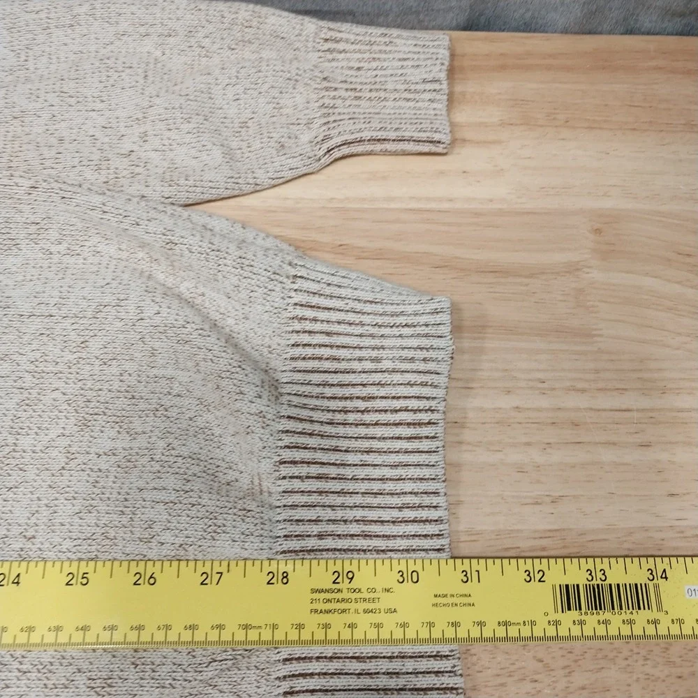BKE Mens Quarter Zip Pullover Sweater Textured Cotton Large Tan Marled